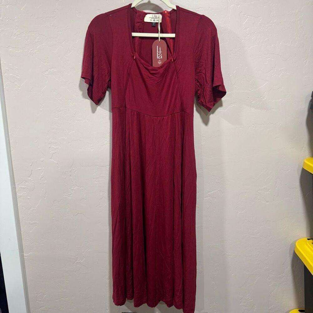 Lila CASSIDY LABOR & POSTPARTUM GOWN Crimson - Picture 5 of 14
